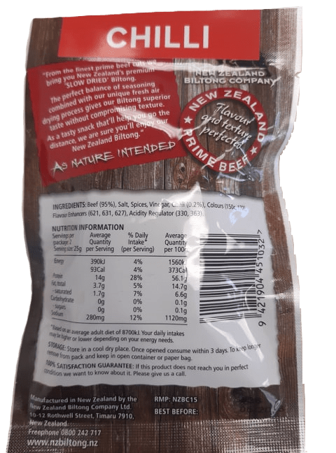 Biltong CHILLI – 50 gram bag - SmokeyQ